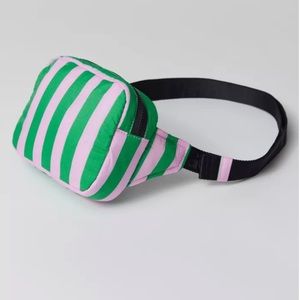 BAGGU Puffy Fanny Pack Green Pink Stripe
